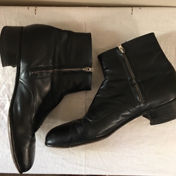 Vintage 70s Florsheim men black leather ankle boot - Picture 4 of 12